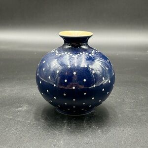 Reichmann Burgel Navy Blue Polka Dot Ceramic Vase